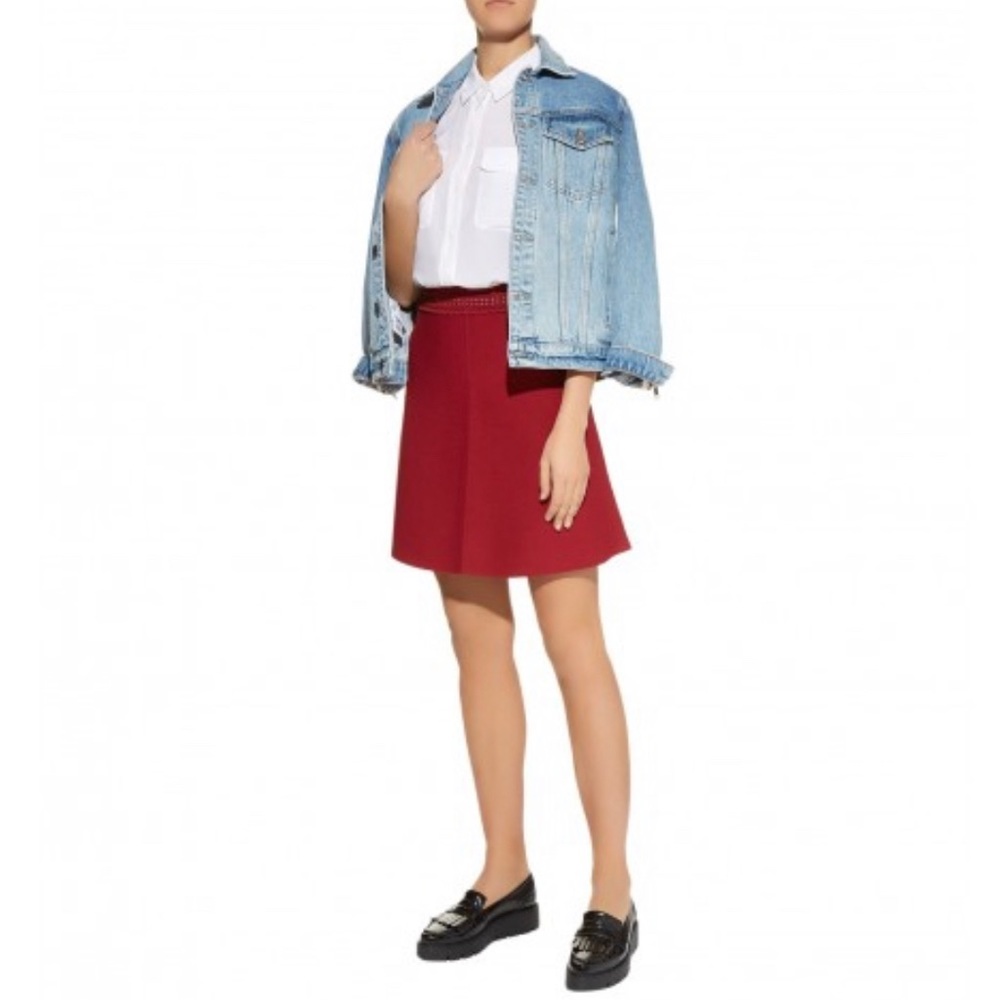 Sandro Red/Burgundy Flared Stretch Knit Skirt